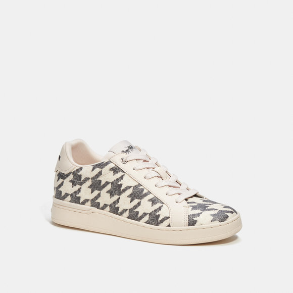 NWT Coach Outlet Clip Low Top Sneaker With Houndstooth Print - Picture 1 of 5
